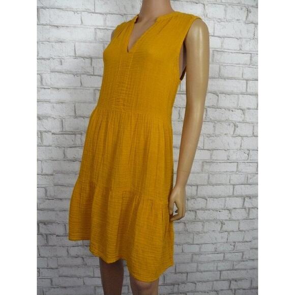Michael Stars Amber Yellow Cotton Gauze Tiered Daisy Dress Medium NEW - Picture 5 of 9